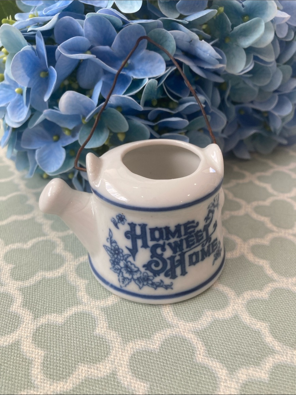 Vintage Home Sweet Home Mini Watering Can Transferware